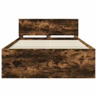 Produktbild för Sängram med huvudgavel Rökt ek 150 x 200 cm Konstruerat trä
