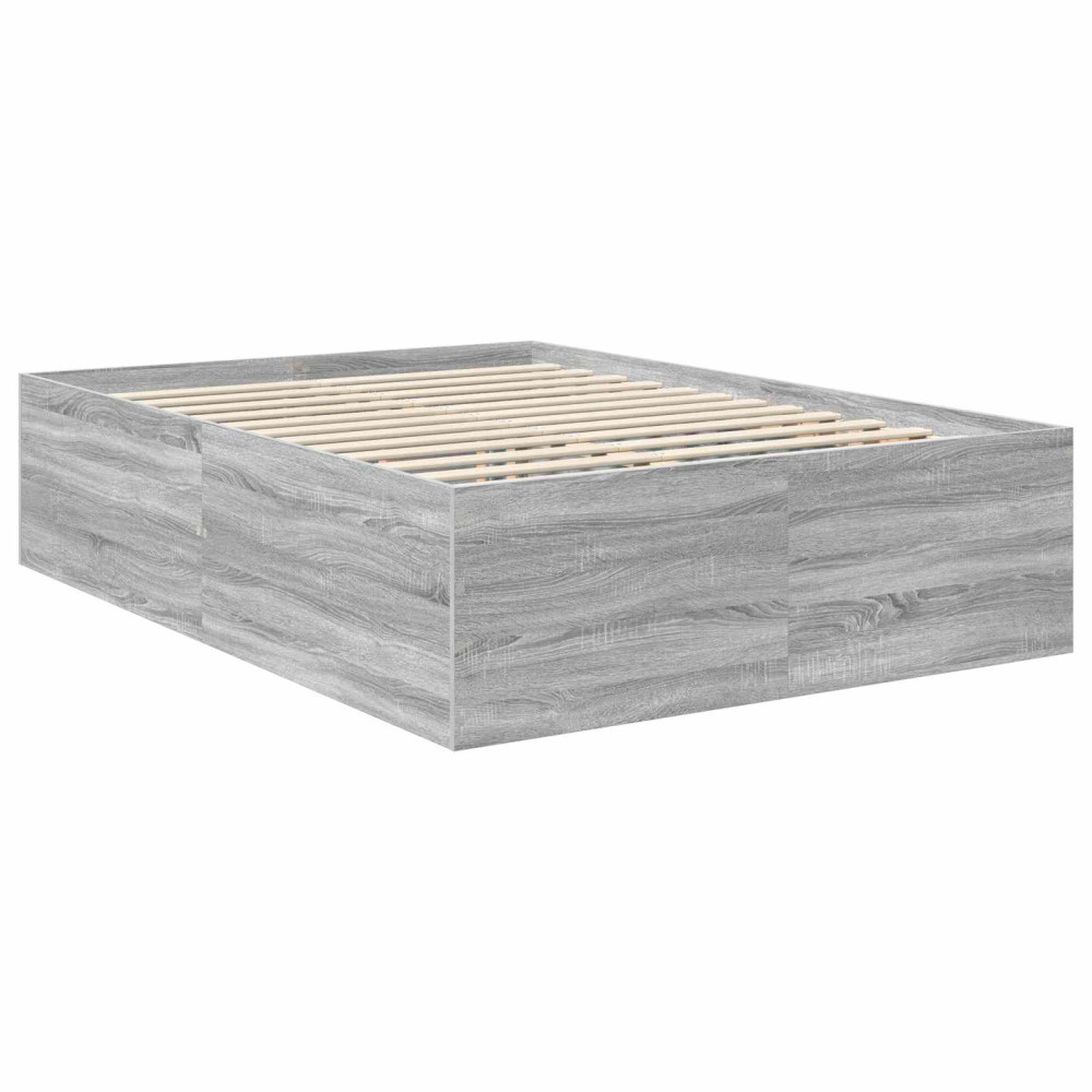 Produktbild för Sängram med huvudgavel Grå Sonoma 150 x 200 cm Konstruerat trä