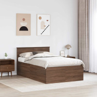 Produktbild för Sängram med huvudgavel Brun Ek 135 x 190 cm Konstruerat trä
