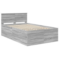 Produktbild för Sängram med huvudgavel Grå Sonoma 120 x 190 cm Konstruerat trä