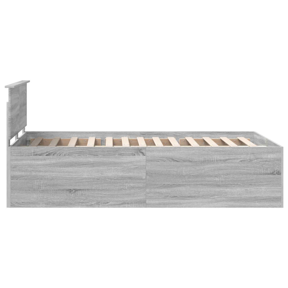 Produktbild för Sängram med huvudgavel Grå Sonoma 120 x 190 cm Konstruerat trä