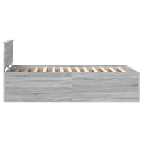 Produktbild för Sängram med huvudgavel Grå Sonoma 120 x 190 cm Konstruerat trä