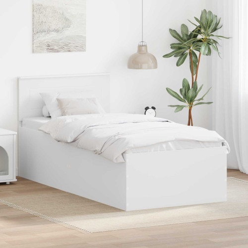 vidaXL Sängram med huvudgavel Vit 75 x 190 cm Konstruerat trä