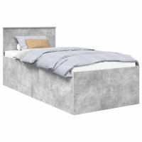 Produktbild för Sängram med huvudgavel Betonggrå 75 x 190 cm Konstruerat trä