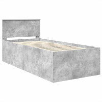 Produktbild för Sängram med huvudgavel Betonggrå 75 x 190 cm Konstruerat trä