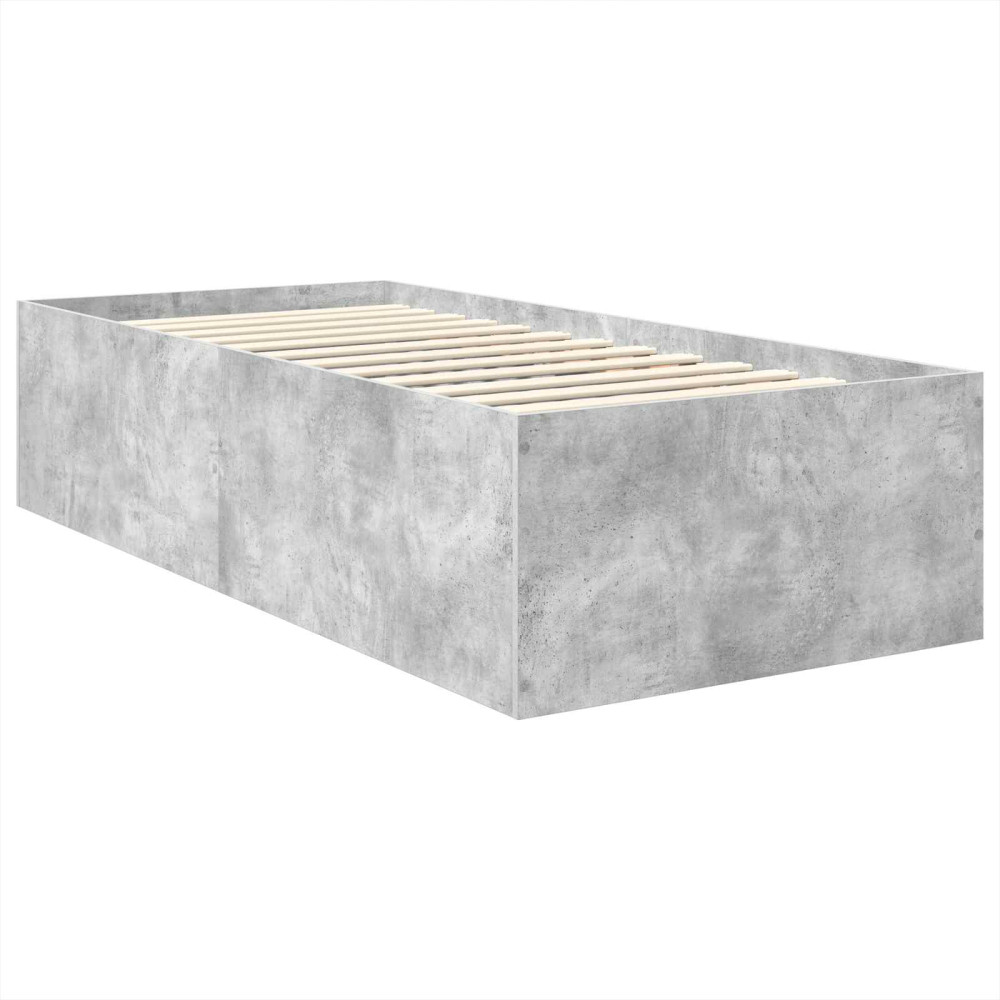 Produktbild för Sängram med huvudgavel Betonggrå 75 x 190 cm Konstruerat trä