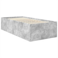 Produktbild för Sängram med huvudgavel Betonggrå 75 x 190 cm Konstruerat trä
