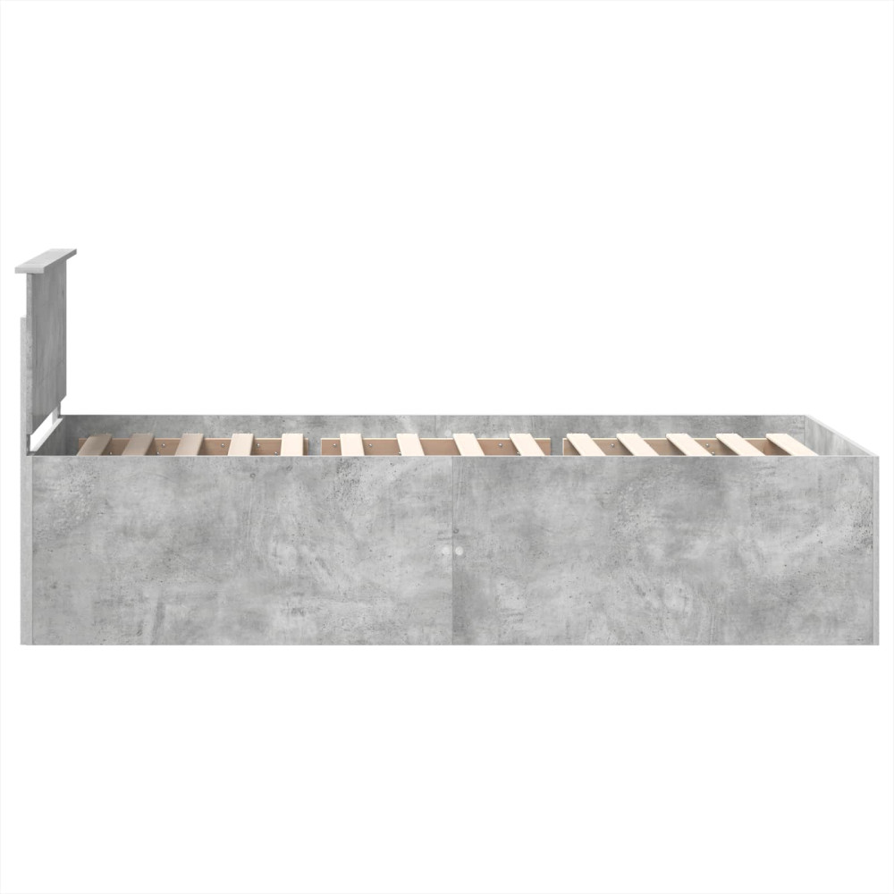 Produktbild för Sängram med huvudgavel Betonggrå 75 x 190 cm Konstruerat trä