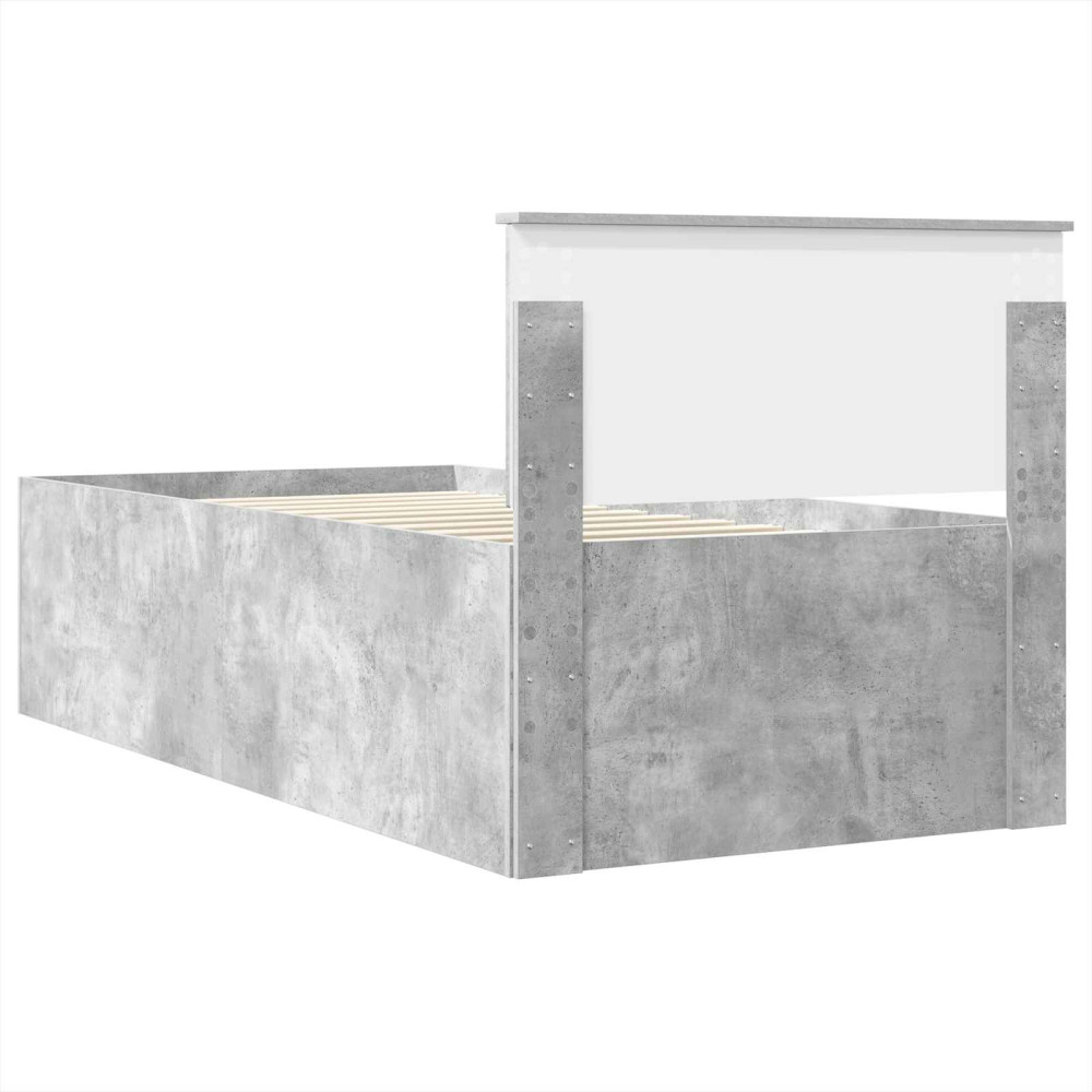 Produktbild för Sängram med huvudgavel Betonggrå 75 x 190 cm Konstruerat trä