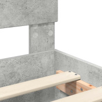 Produktbild för Sängram med huvudgavel Betonggrå 75 x 190 cm Konstruerat trä