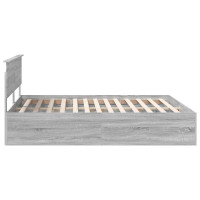 Produktbild för Sängram med huvudgavel Grå Sonoma 200 x 200 cm Konstruerat trä