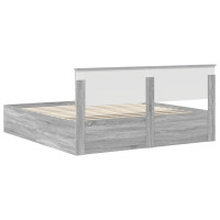 Produktbild för Sängram med huvudgavel Grå Sonoma 200 x 200 cm Konstruerat trä