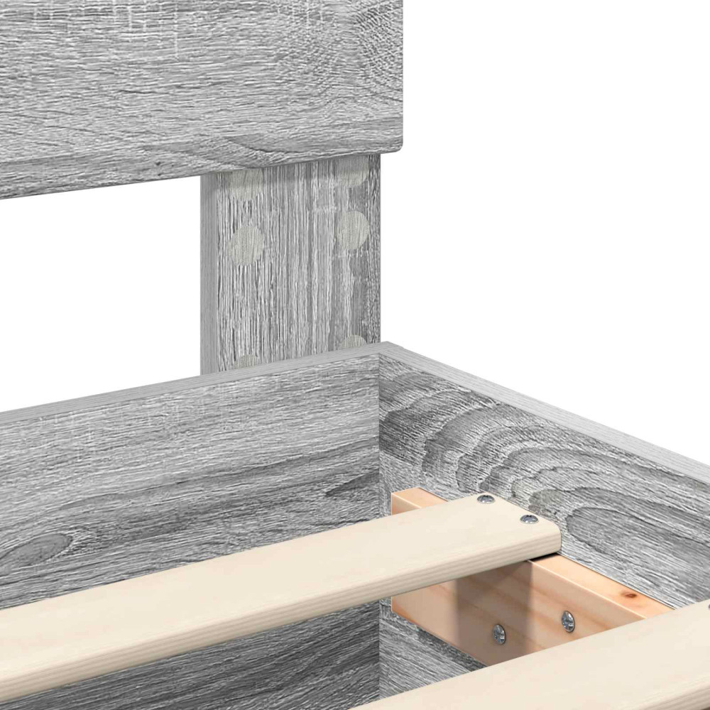 Produktbild för Sängram med huvudgavel Grå Sonoma 200 x 200 cm Konstruerat trä