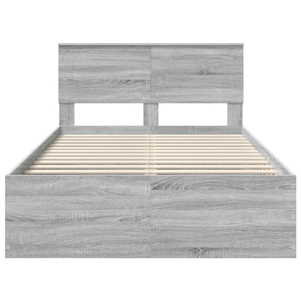 Produktbild för Sängram med huvudgavel Grå Sonoma 120 x 190 cm Konstruerat trä