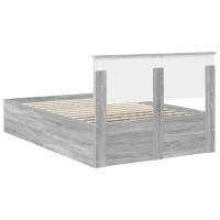 Produktbild för Sängram med huvudgavel Grå Sonoma 120 x 190 cm Konstruerat trä
