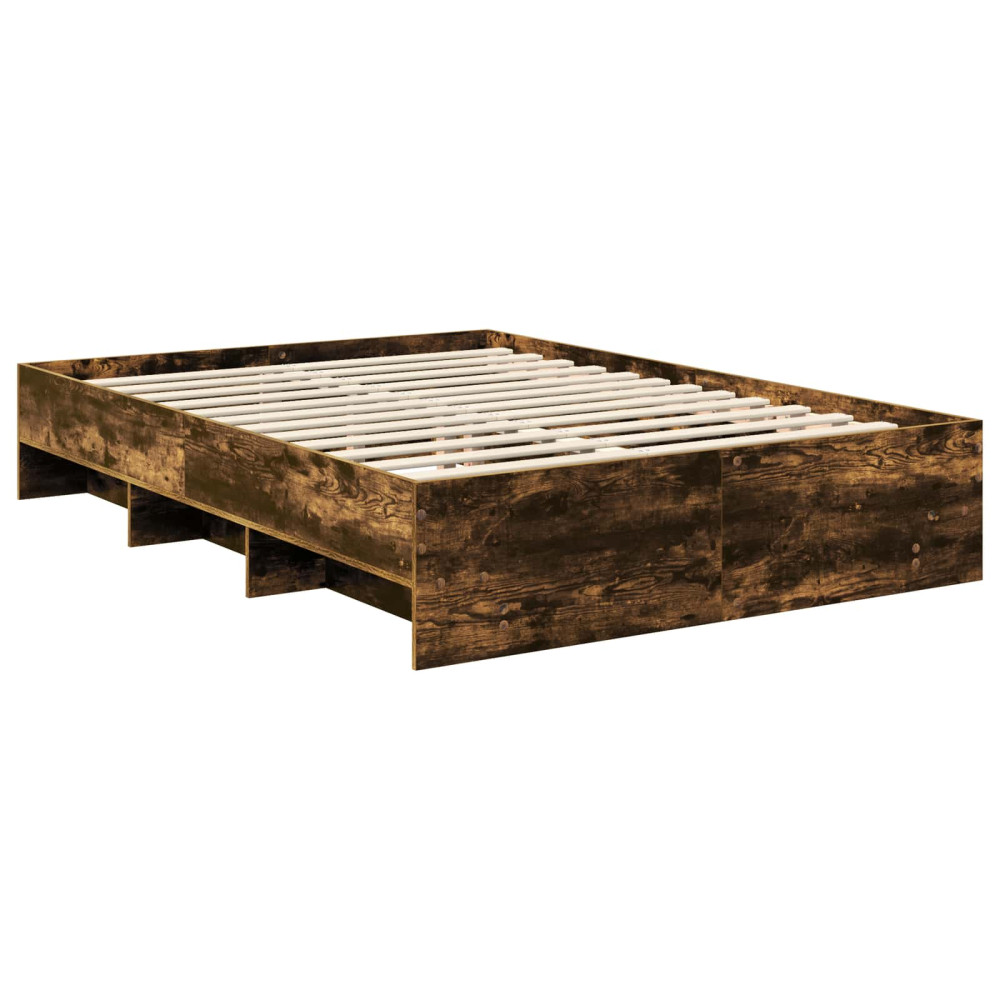 Produktbild för Sängram med huvudgavel Rökt ek 140 x 200 cm Konstruerat trä