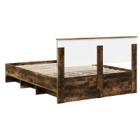 Produktbild för Sängram med huvudgavel Rökt ek 140 x 200 cm Konstruerat trä