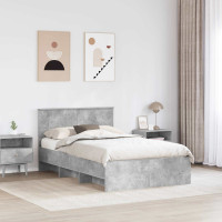 Produktbild för Sängram med huvudgavel Betonggrå 120 x 123 cm Konstruerat trä