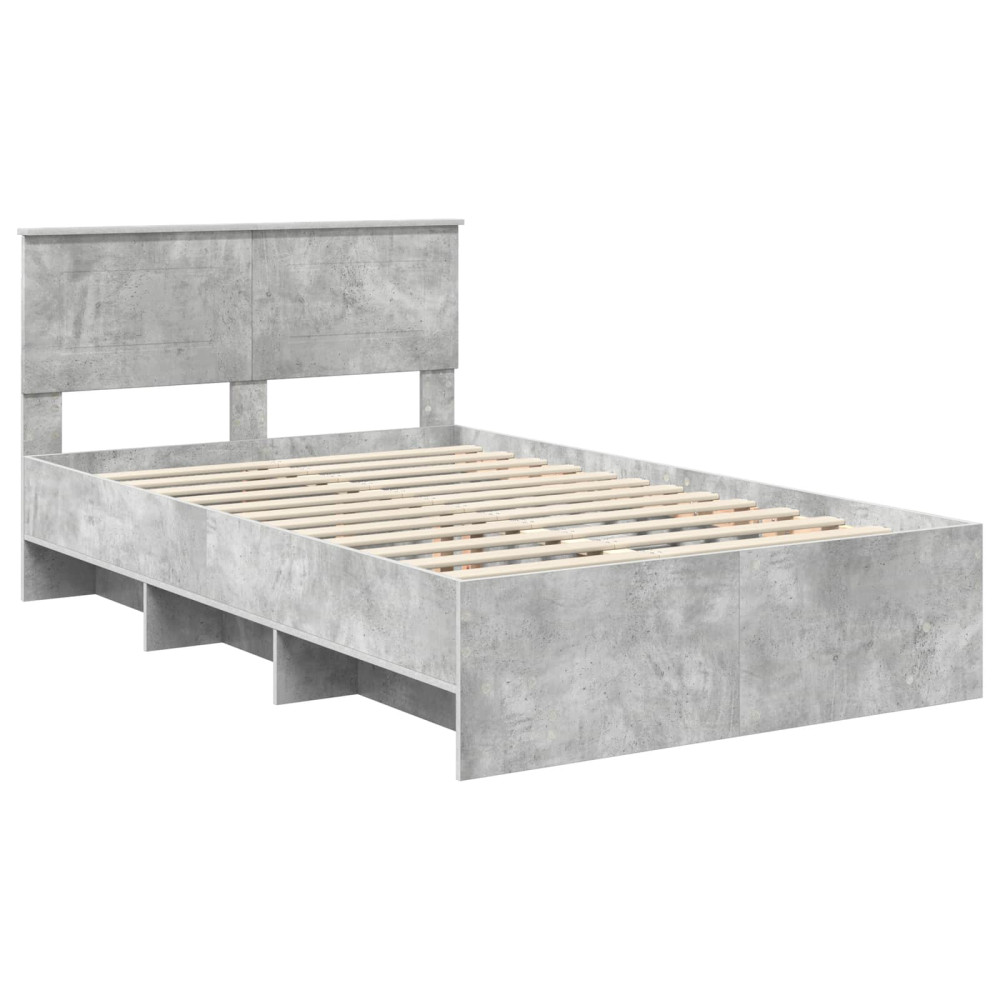 Produktbild för Sängram med huvudgavel Betonggrå 120 x 123 cm Konstruerat trä