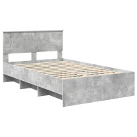 Produktbild för Sängram med huvudgavel Betonggrå 120 x 123 cm Konstruerat trä