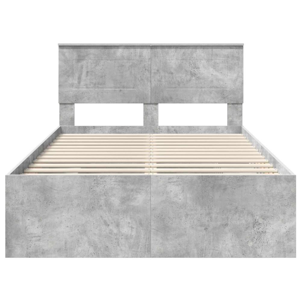 Produktbild för Sängram med huvudgavel Betonggrå 120 x 123 cm Konstruerat trä