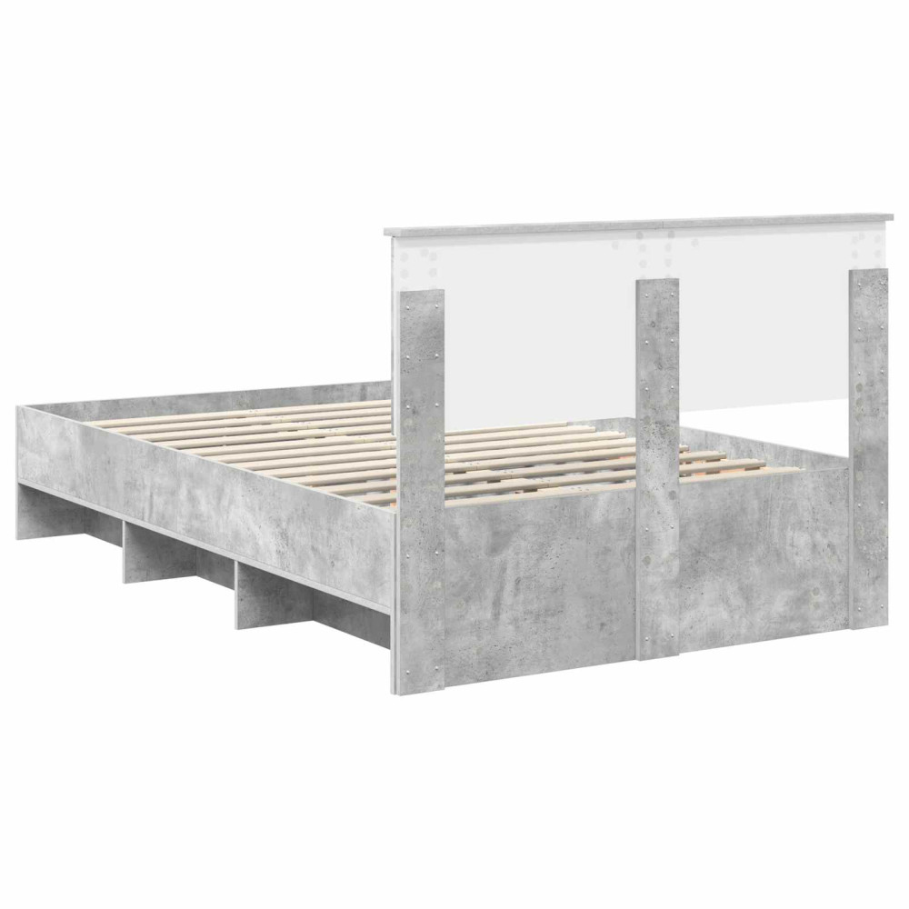 Produktbild för Sängram med huvudgavel Betonggrå 120 x 123 cm Konstruerat trä