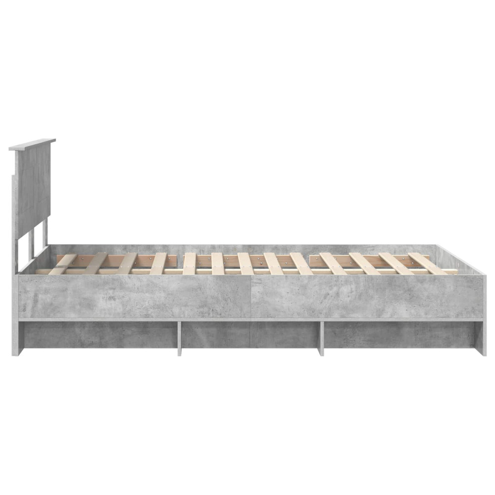 Produktbild för Sängram med huvudgavel Betonggrå 120 x 123 cm Konstruerat trä