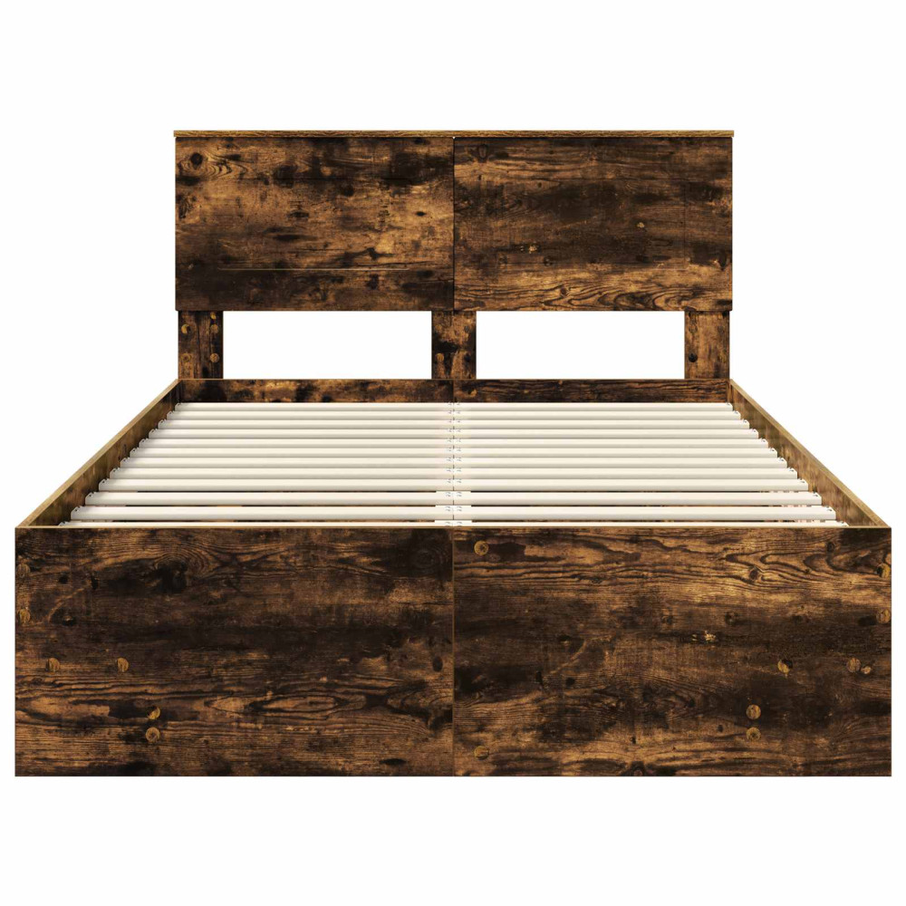 Produktbild för Sängram med huvudgavel Rökt ek 120 x 123 cm Konstruerat trä
