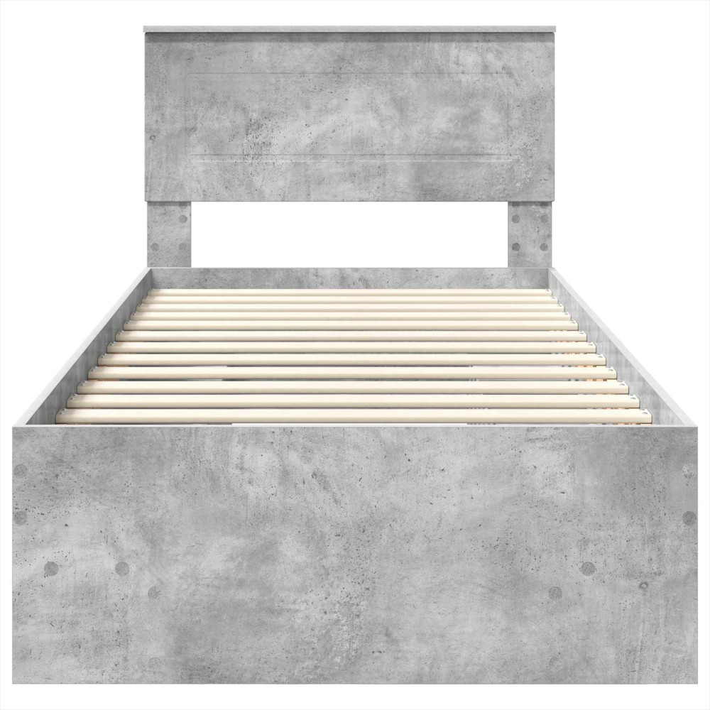 Produktbild för Sängram med huvudgavel Betonggrå 80 x 200 cm Konstruerat trä