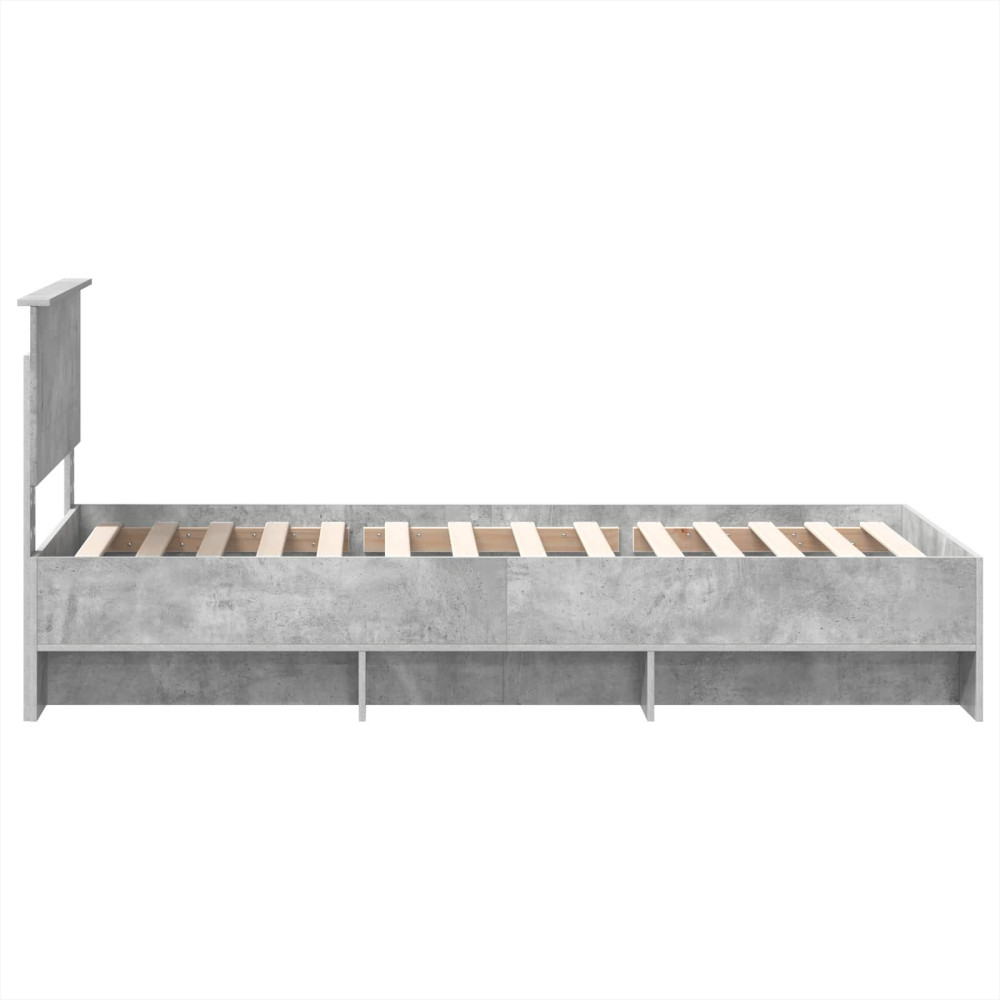 Produktbild för Sängram med huvudgavel Betonggrå 80 x 200 cm Konstruerat trä