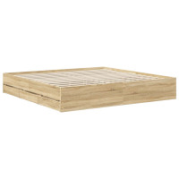 Produktbild för Sängram med låda Sonoma-ek 200 x 200 cm Ingenjörsträ