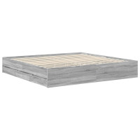 Produktbild för Sängram med låda Grå Sonoma 200 x 200 cm Ingenjörsträ