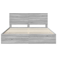 Produktbild för Sängram med låda Grå Sonoma 200 x 200 cm Ingenjörsträ