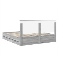 Produktbild för Sängram med låda Grå Sonoma 200 x 200 cm Ingenjörsträ