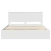Produktbild för Sängram med låda med huvudgavel Vit 180 x 200 cm Ingenjörsträ