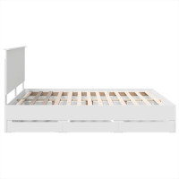 Produktbild för Sängram med låda med huvudgavel Vit 180 x 200 cm Ingenjörsträ