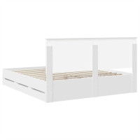Produktbild för Sängram med låda med huvudgavel Vit 180 x 200 cm Ingenjörsträ