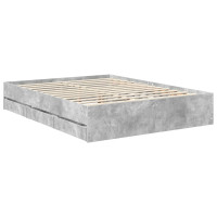 Produktbild för Sängram med låda Betonggrå 150 x 200 cm Ingenjörsträ