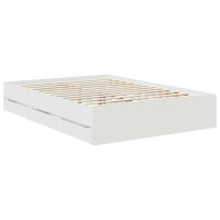 Produktbild för Sängram med låda med huvudgavel Vit 140 x 190 cm Ingenjörsträ