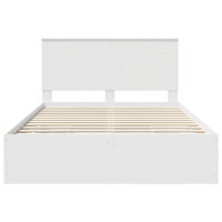 Produktbild för Sängram med låda med huvudgavel Vit 140 x 190 cm Ingenjörsträ