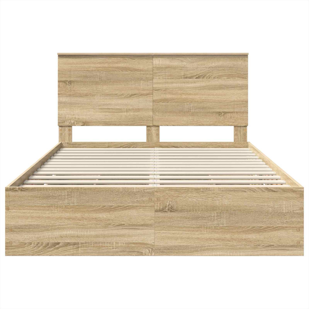 Produktbild för Sängram med låda Sonoma-ek 140 x 200 cm Ingenjörsträ
