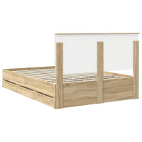 Produktbild för Sängram med låda Sonoma-ek 140 x 200 cm Ingenjörsträ