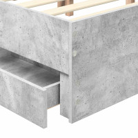 Produktbild för Sängram med låda Betonggrå 140 x 200 cm Ingenjörsträ