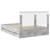 Produktbild för Sängram med låda Betonggrå 140 x 200 cm Ingenjörsträ