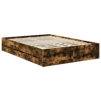 Produktbild för Sängram med låda med lagring Rökt ek 135 x 190 cm Ingenjörsträ