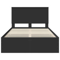 Produktbild för Sängram med låda med huvudgavel Svart 120 x 190 cm Ingenjörsträ