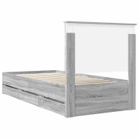 Produktbild för Sängram med låda Grå Sonoma 90 x 190 cm Ingenjörsträ