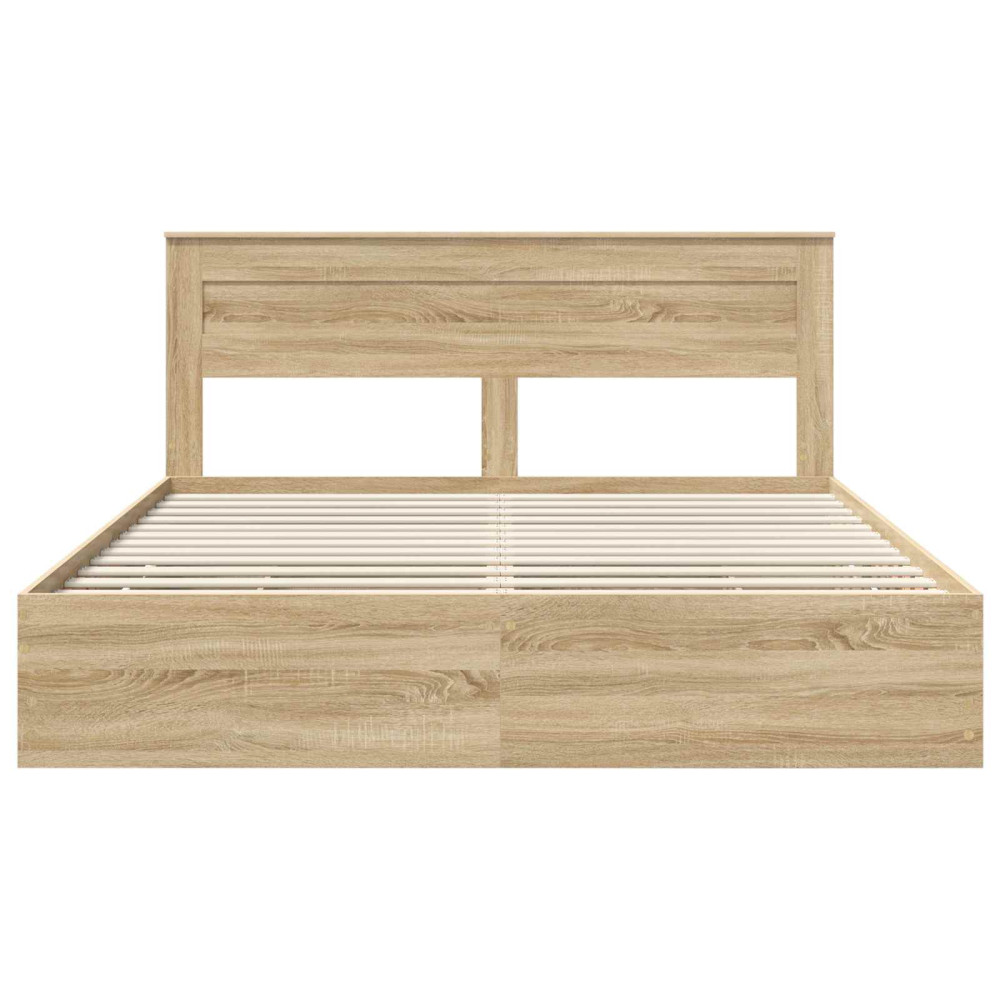 Produktbild för Sängram med låda Sonoma-ek 200 x 200 cm Ingenjörsträ