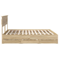 Produktbild för Sängram med låda Sonoma-ek 200 x 200 cm Ingenjörsträ