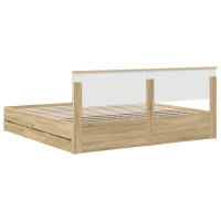 Produktbild för Sängram med låda Sonoma-ek 200 x 200 cm Ingenjörsträ